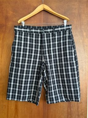 Dickies Black & White Plaid Flat Front Shorts